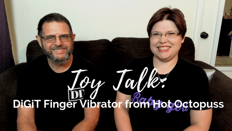 John Brownstone and Kayla Lords smiling into the camera, ready to talk about the Digit Finger Vibrator from Hot Octopuss for a sex toy review