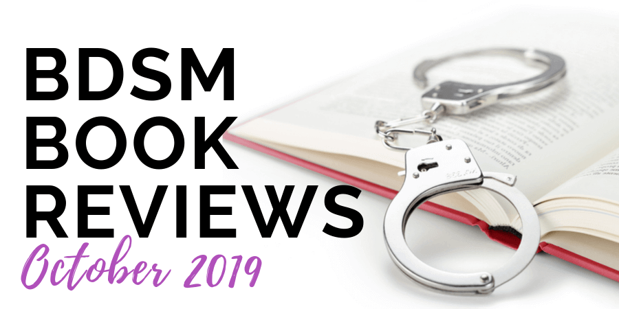 BDSM book reviews for October 2019 with image of open book and handcuffs on white background