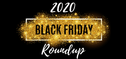 blog banner for 2020 Black Friday roundup with black background, gold shimmer, and white text