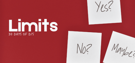image of white notes that say yes no maybe on a red background. Text says Limits 30 Days of D/s