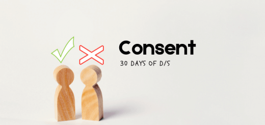 blog banner says consent for 30 days of D/s with image of two wooden figures and a red x over the head of one of the figures